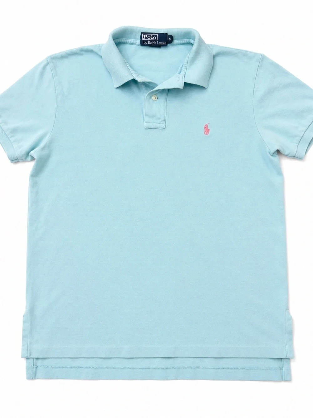 Ralph Lauren Kids Polo Shirt in Light Blue with Pink Logo